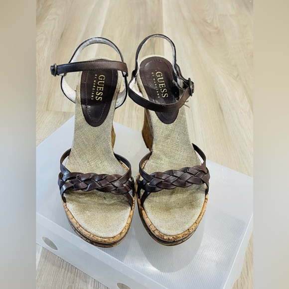 Sz.6-Y2K-Guess Strappy Cork Wedge Platforms - Picture 3 of 5
